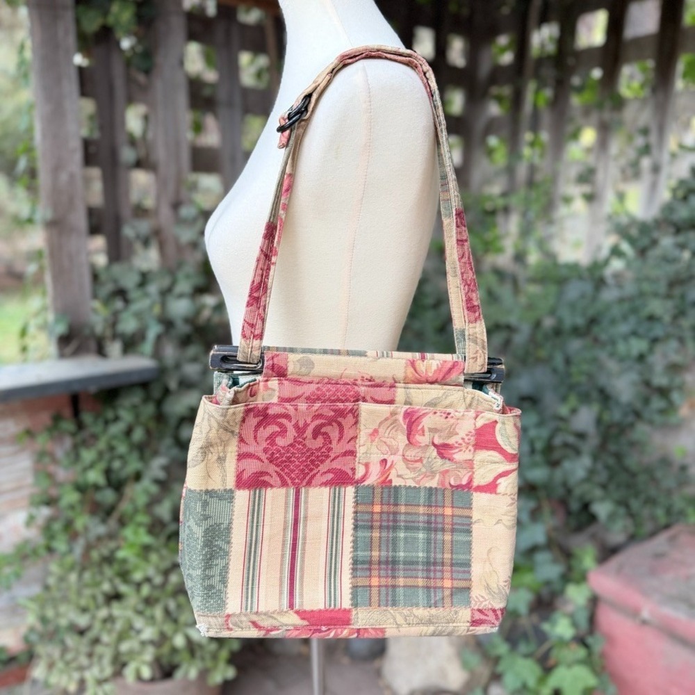 Vintage Toby Weston Patchwork Tapestry Purse Handbag Tote Bag Boho Cottage Artsy